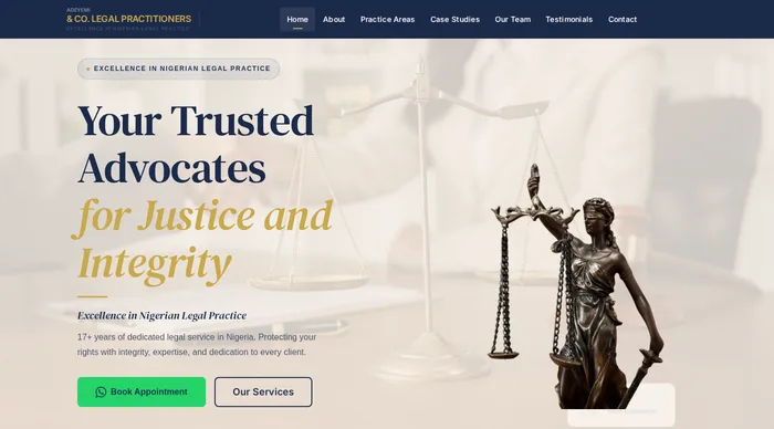 Classic template — warm editorial layout for Nigerian law firms